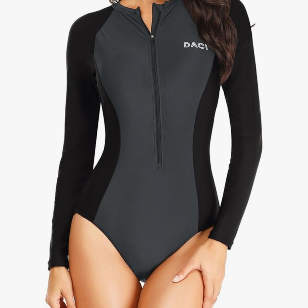 Daci One Piece long sleeve swimsuit, surfing bathing suit, size M